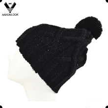 Frauen Acryl Knit Cold Hat mit Top Ball